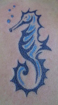 蓝色部落海马纹身图案
