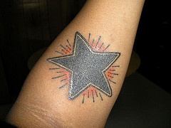 黑色闪亮的星星纹身图案