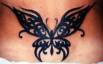 部落蝴蝶翅膀黑色纹身图案