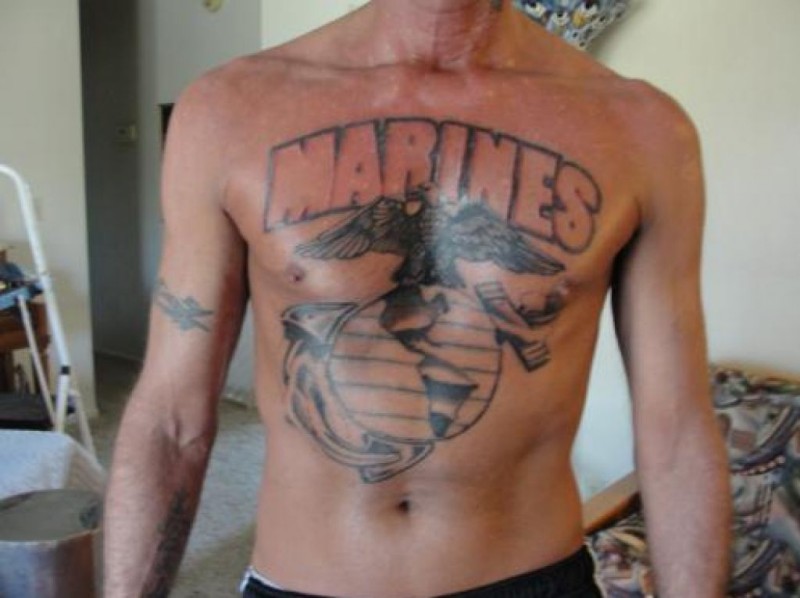 美国海军陆战队标志胸部纹身图案