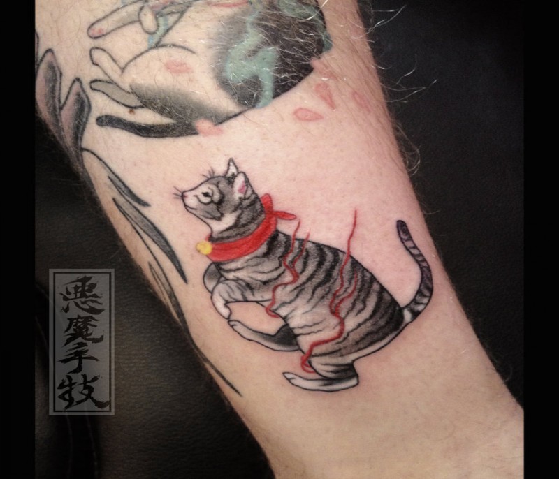 日式可爱的卡通猫咪纹身图案