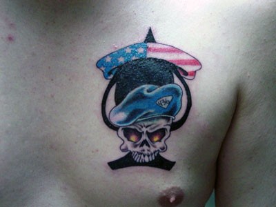 胸部空军符号骷髅纹身图案