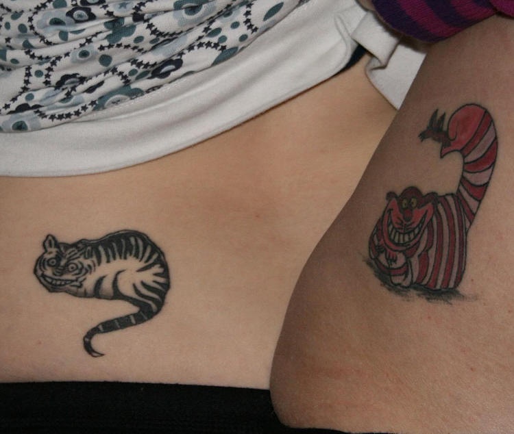 匹配的友谊卡通猫纹身图案