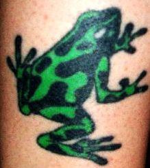 绿色和黑色的小青蛙纹身图案