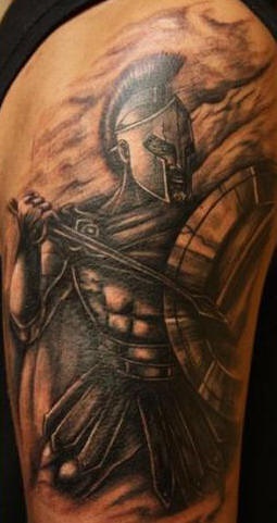 斯巴达战士黑色纹身图案