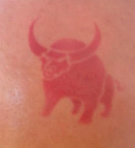 红色的公牛简约纹身图案
