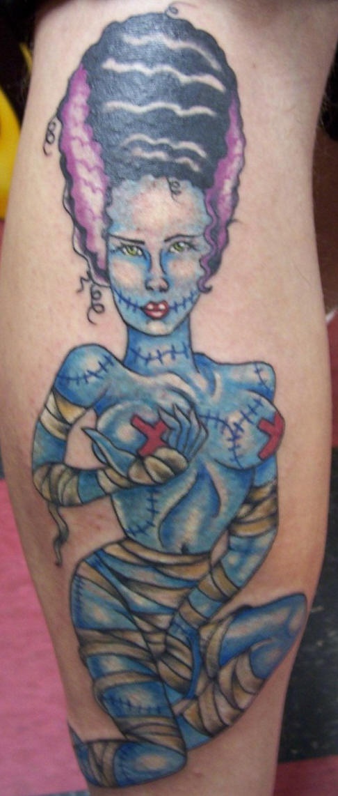 蓝色僵尸女人纹身图案