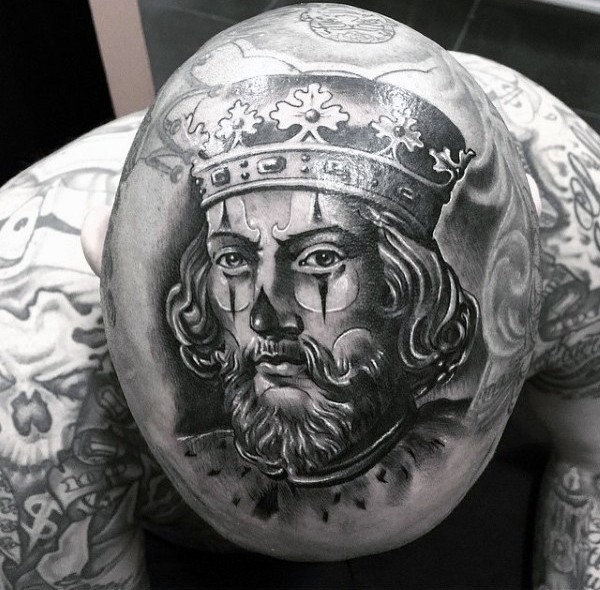头部中世纪国王小丑纹身纹身图案
