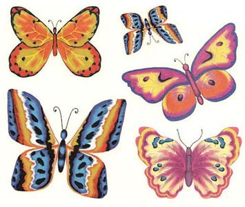 各种彩色的蝴蝶纹身图案手稿