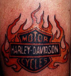 肩部哈雷戴维森标志的火焰纹身图片