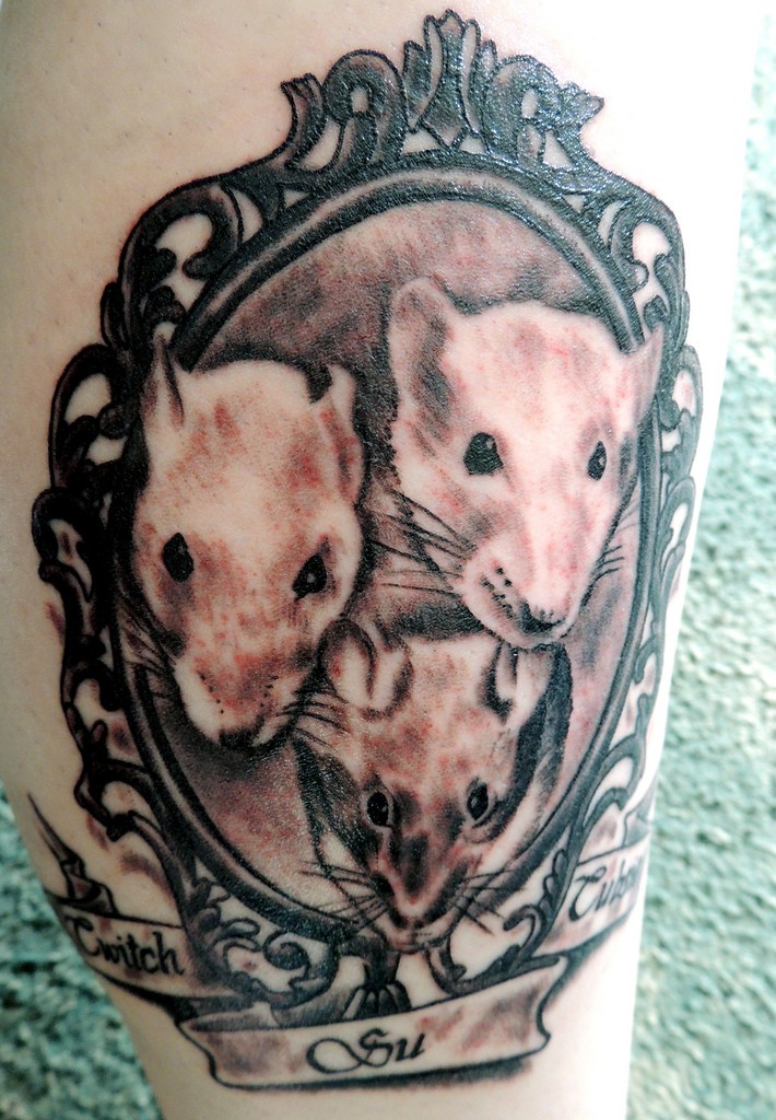 三只老鼠肖像纹身图案