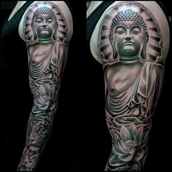 手臂印度教如来佛祖雕像的主题纹身