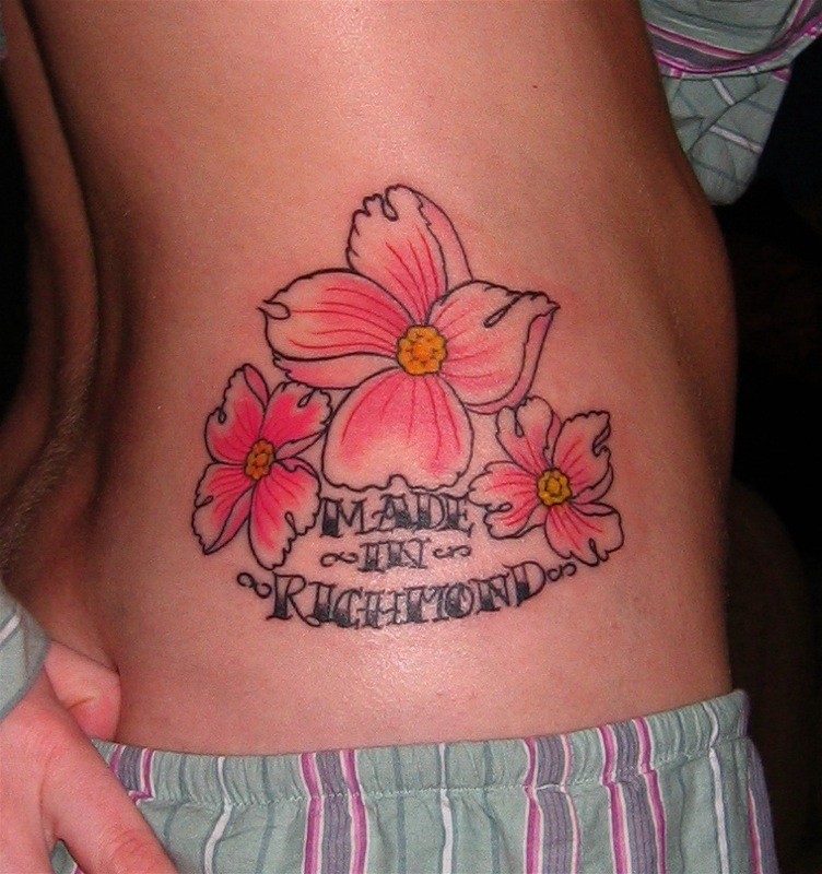 彩色夏威夷花卉字母纹身图案