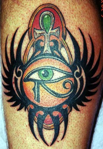 埃及十字架与荷鲁斯之眼纹身图案