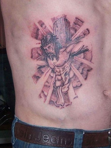耶稣十字架肖像纹身图案