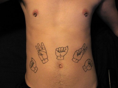 腹部简约不同的数字显示的手纹身
