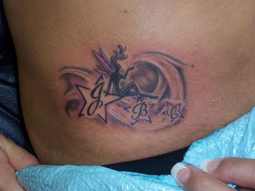 紫色星空和精灵纹身图案
