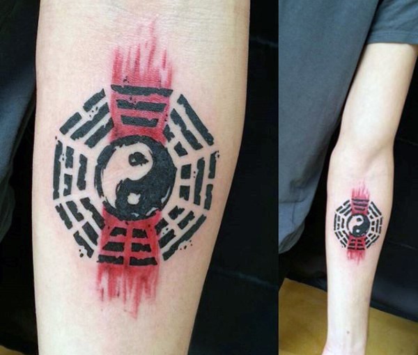 日本传统阴阳八卦小臂纹身图案