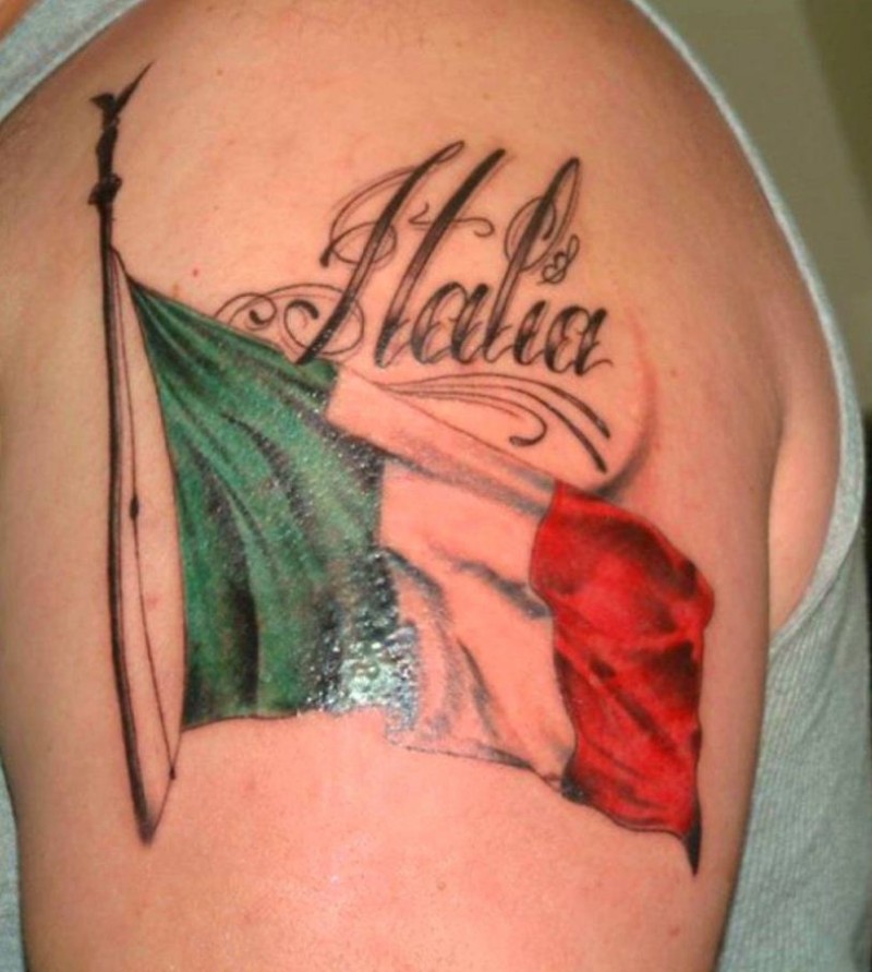 彩色意大利国旗字母纹身图案