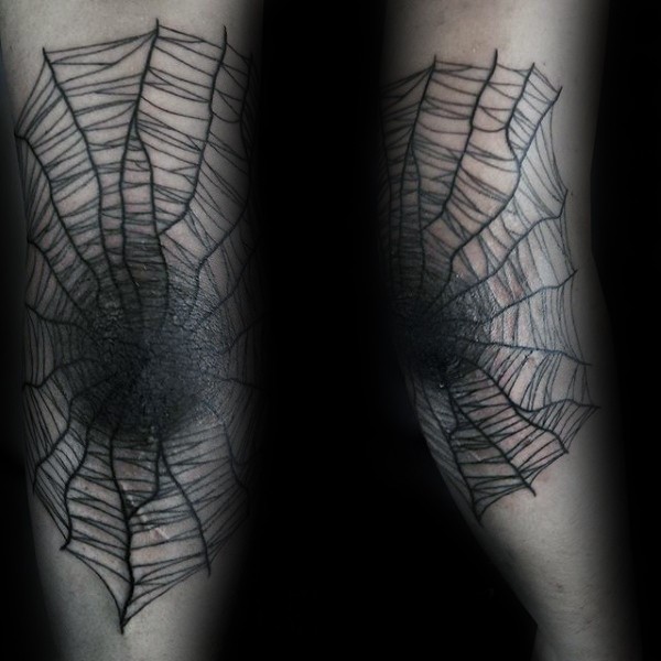 臂部个性的蜘蛛网纹身图案