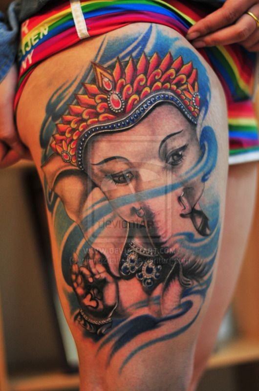 可爱的印度象神纹身图案