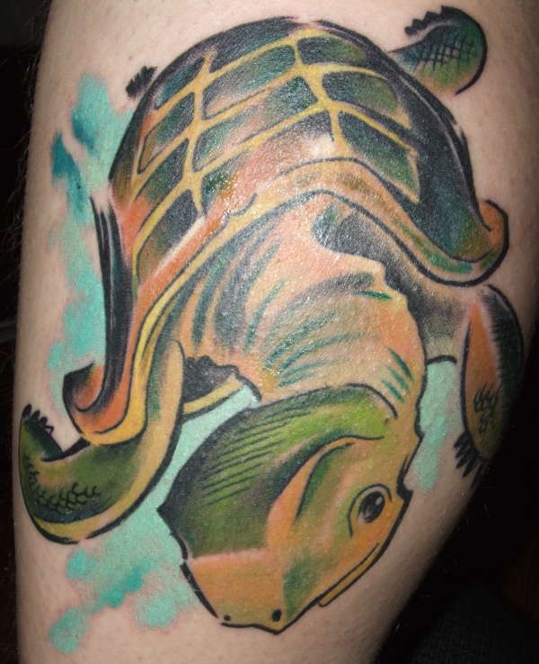 绿色的乌龟个性纹身图案