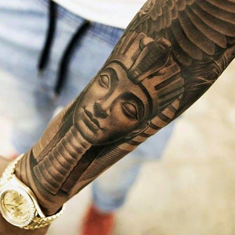 手臂埃及法老图坦卡蒙套纹身图案
