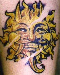黄色太阳恶魔纹身图案
