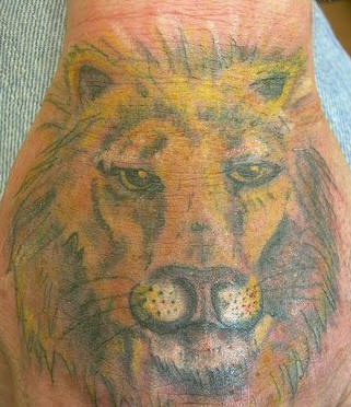手部彩色讨厌的黄色头狮子头纹身
