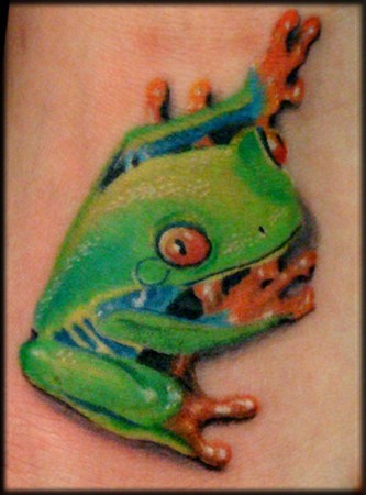 可爱的绿色青蛙纹身图案