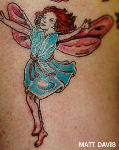快乐的卡通小仙女彩色纹身图案