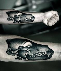 手臂动物骷髅头骨纹身图案