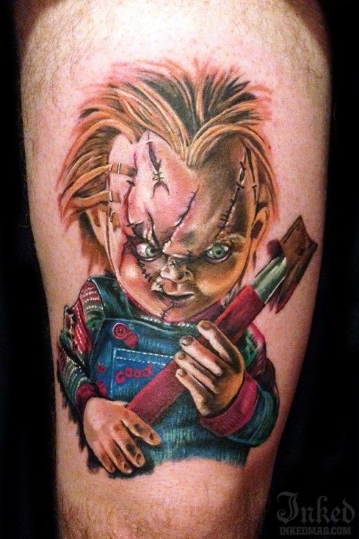 恐怖电影的邪恶疯子玩偶纹身图案