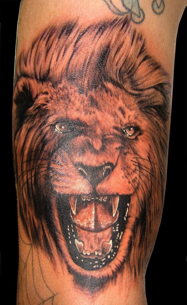 狮子怒吼纹身图案