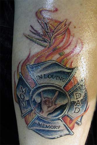 欧美风消防处徽章纪念纹身图案