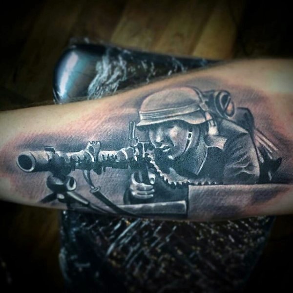 男性手臂二战德国士兵纹身图案