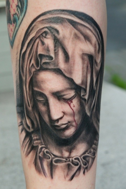 手臂宗教流血的圣女纹身图案