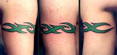 手臂绿色部落手镯纹身图案