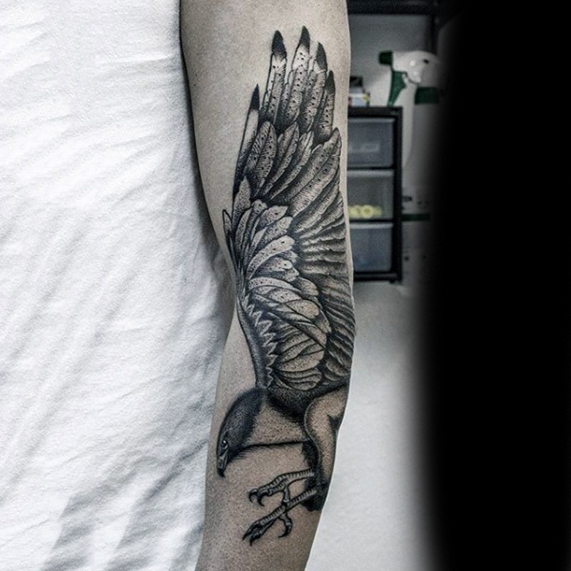 手臂壮观的鹰纹身图案