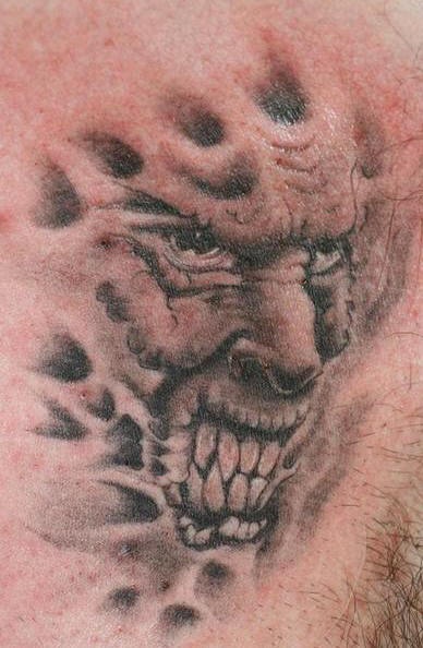 愤怒的恶魔脸纹身图案