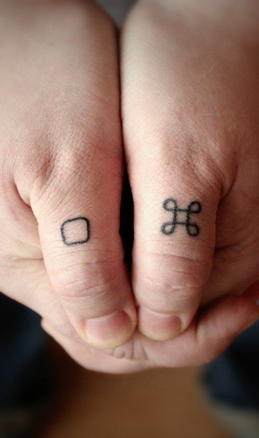 手指上迷你的简单的记号纹身图案