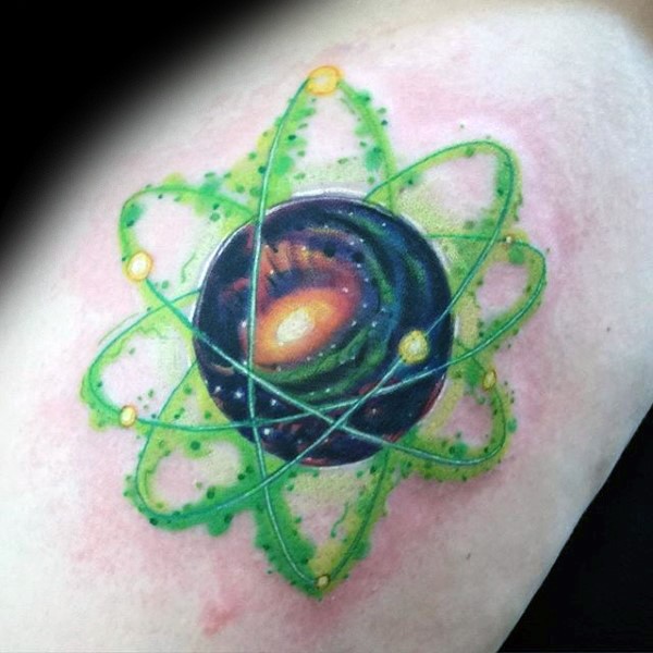 彩色的酷炫原子符号纹身图案
