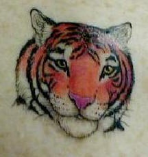 肩部彩色逼真的虎头纹身图案