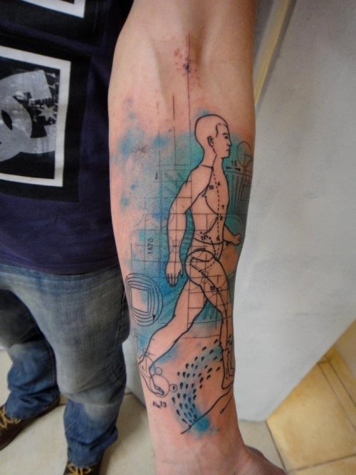 手臂科学型彩色数字人体纹身图案