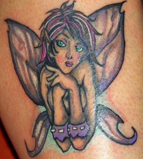 紫色的精灵纹身图案