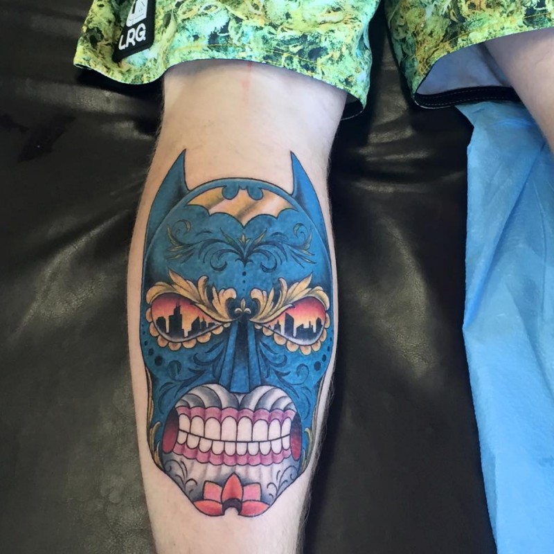 墨西哥风格图腾蝙蝠侠纹身图案