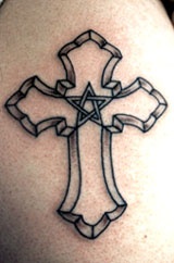五角星十字架纹身图案