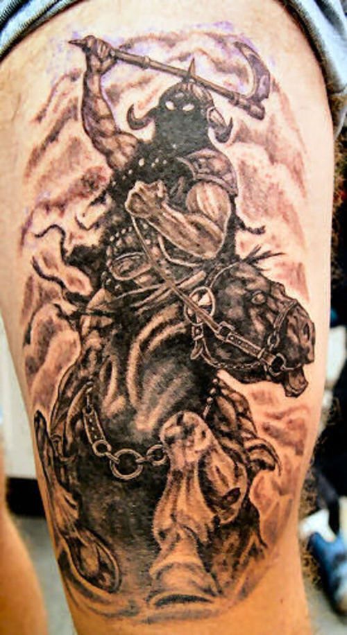 死神骑士和战马纹身图案