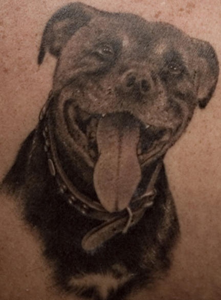 很高兴的狗头像纹身图案