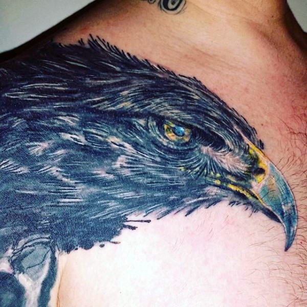 写实非常详细的鹰头部纹身图案